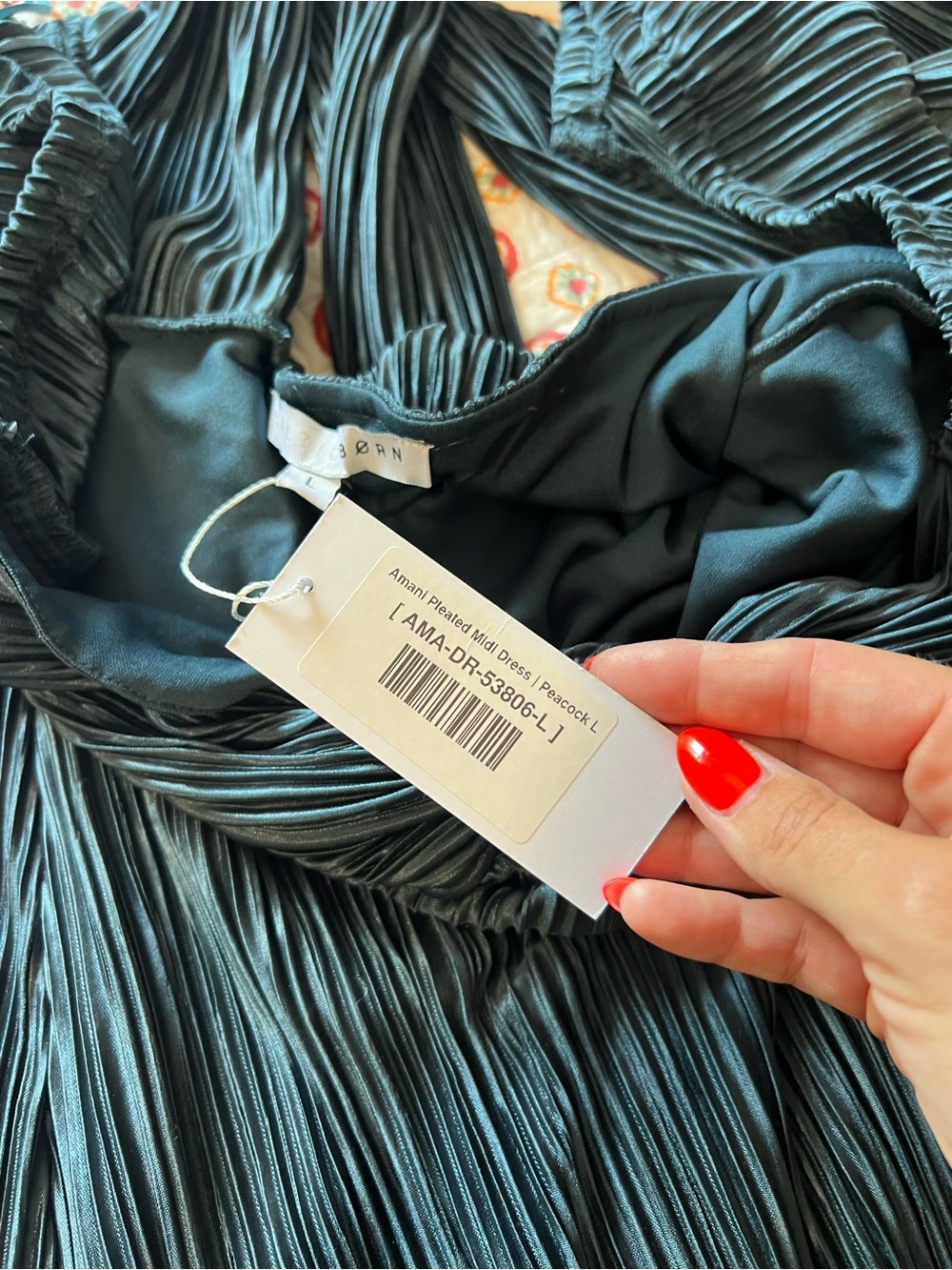 NWT Baltic Born Amani Plated Midi Dress in Peacock Blue size Large retails $79 - Picture 8 of 10